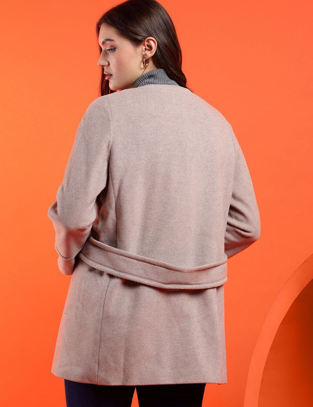 Kotty Women Solid Notched Lapel Overcoat