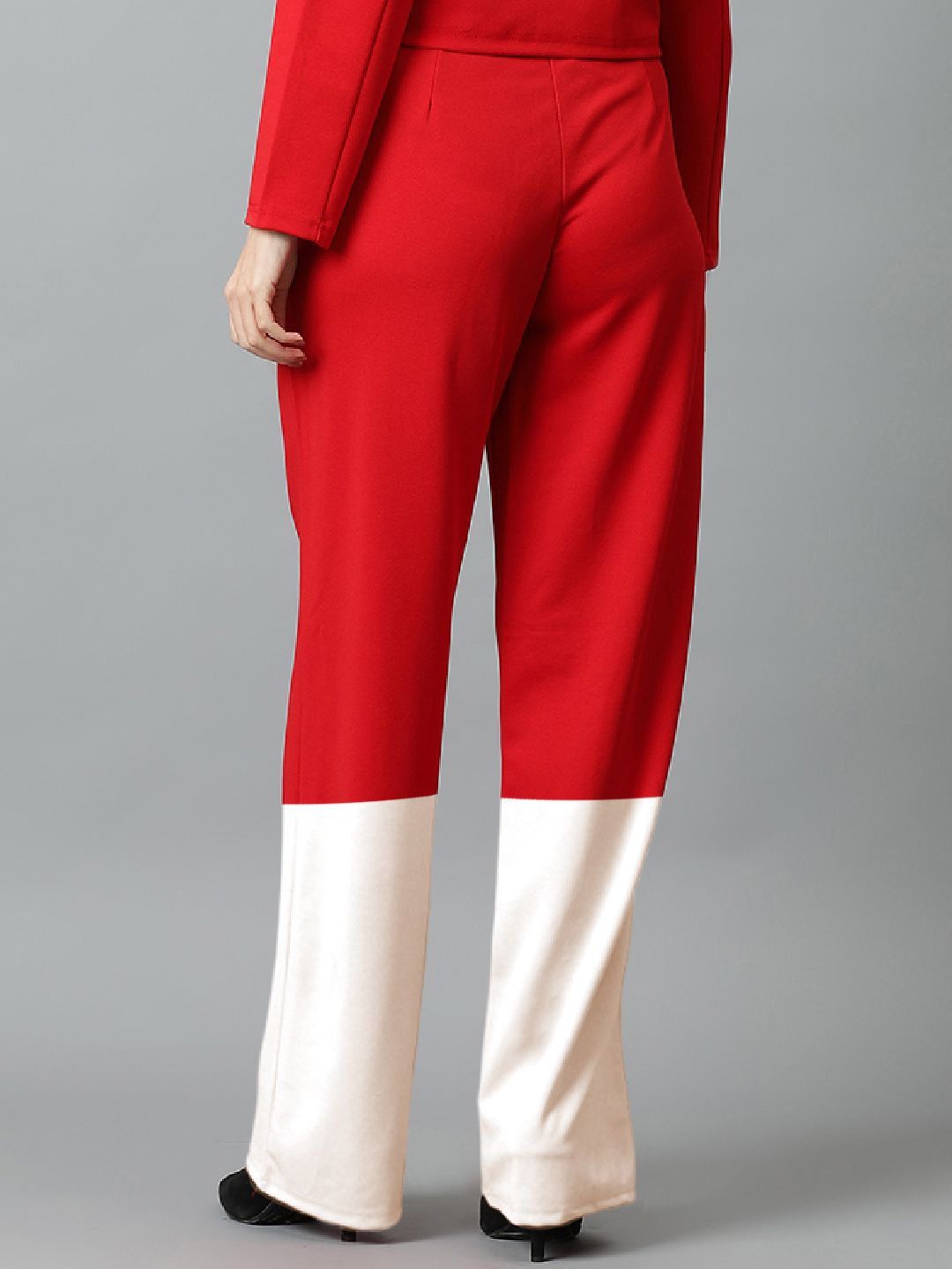Kotty Women Colourblocked High-Rise Easy Wash Trousers