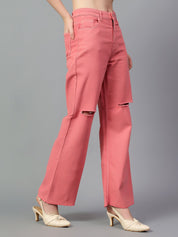 Kotty Women Bootcut High-Rise Slash Knee Stretchable Jeans