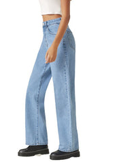 Kotty Women Jean Straight Fit High-Rise Low Distress Light Fade Stretchable Jeans