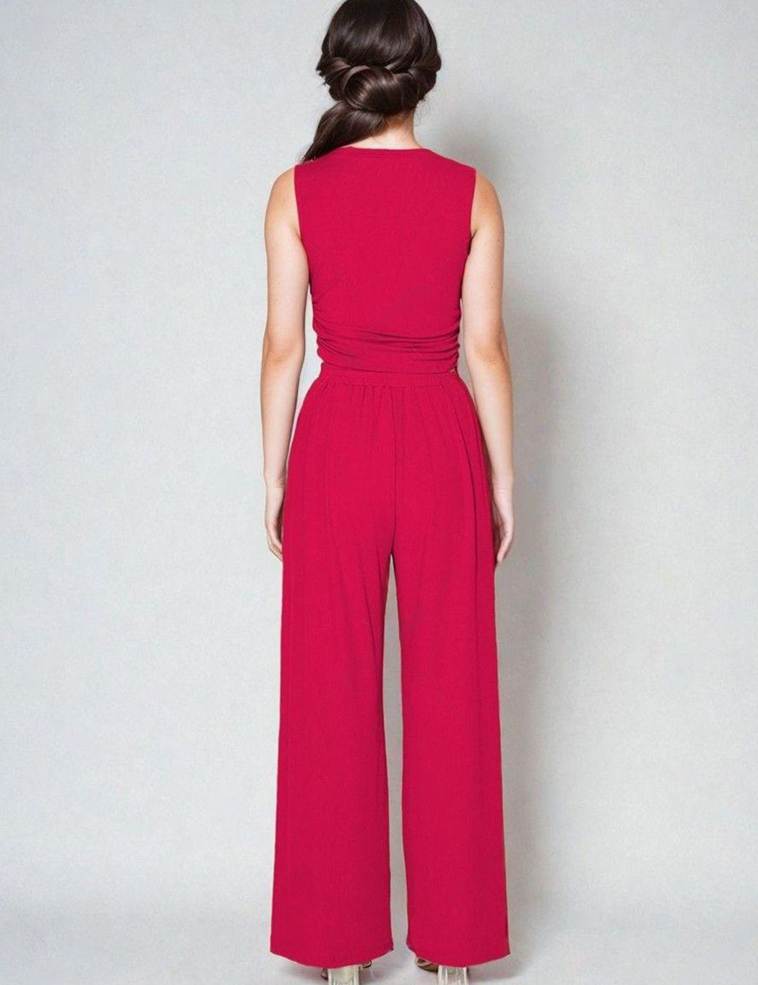 Kotty Pink High Neck Sleeveless Top & Trousers