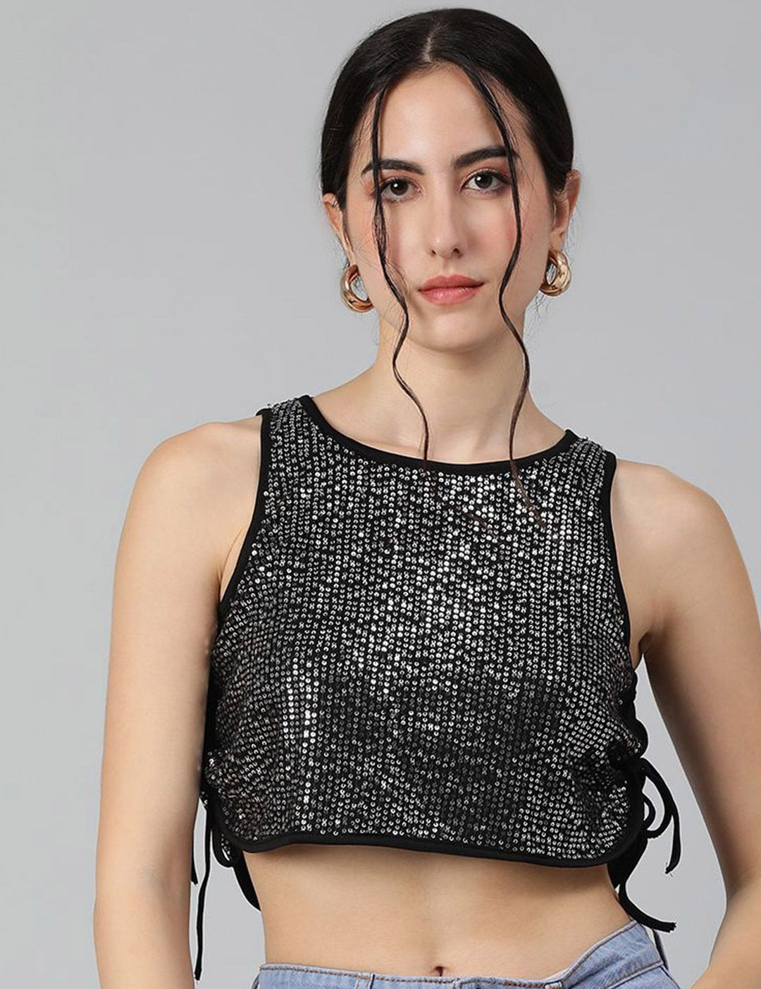Kotty Embellished Print Crop Top