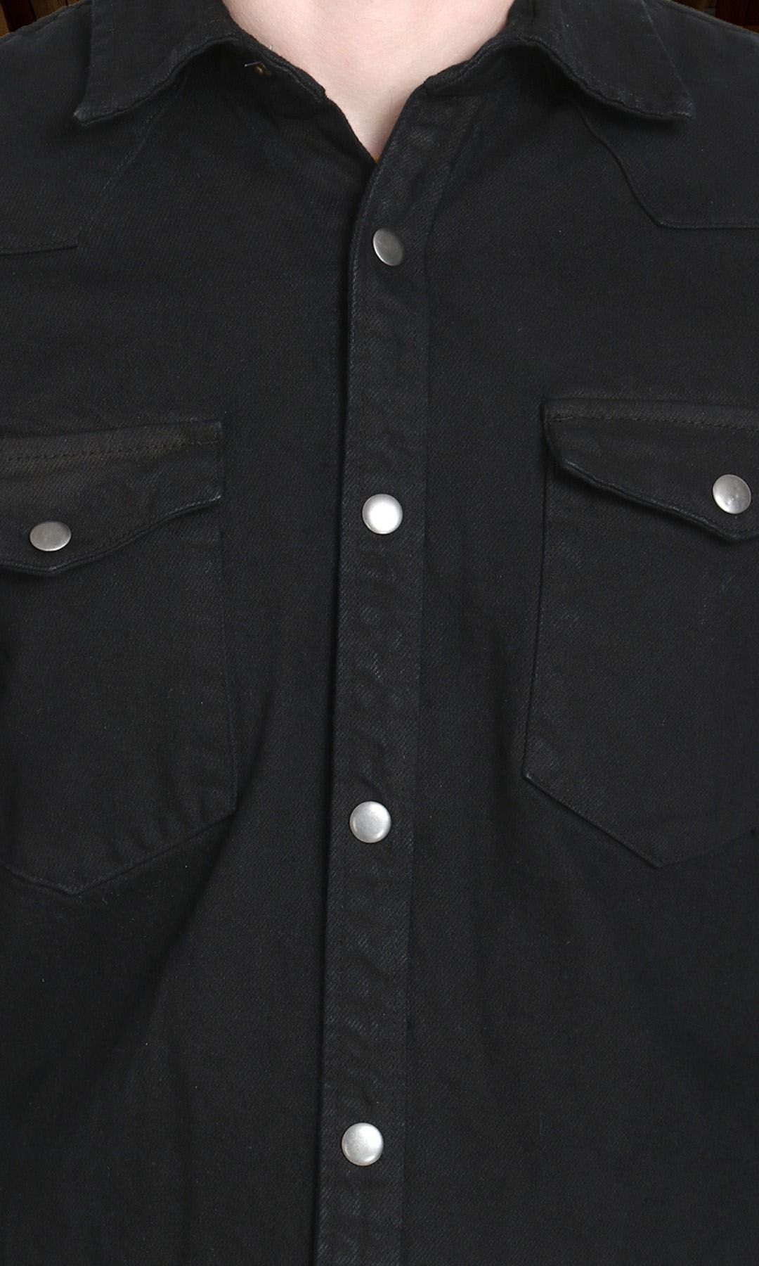 Kotty Men Spread Collar Solid Denim Jacket