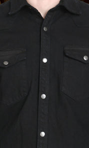 Kotty Men Spread Collar Solid Denim Jacket