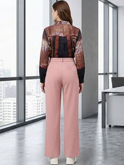 Pink Regular Fit Mid-Rise Trousers for Women – Elegant Solid Design | Kotty