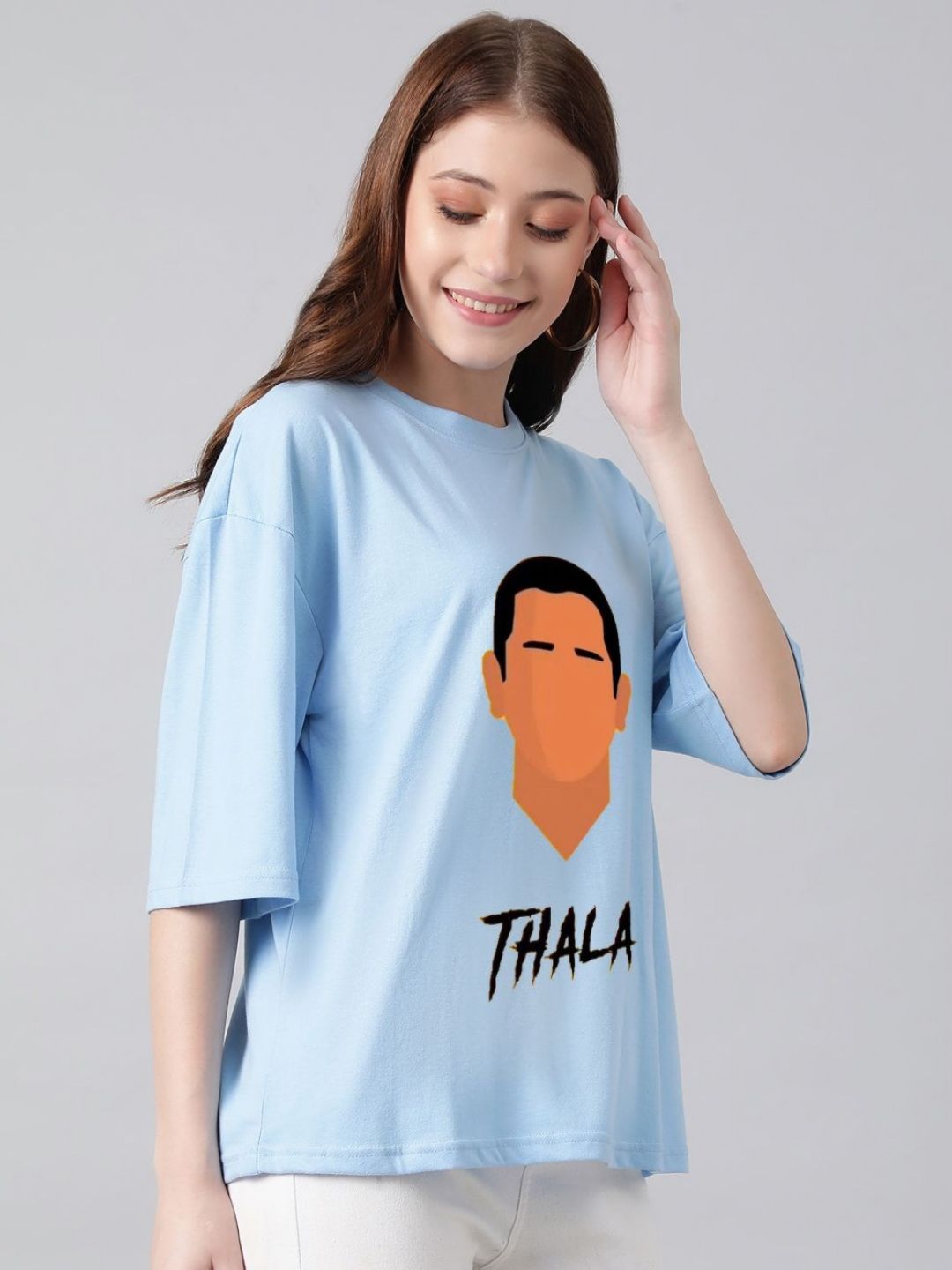 Kotty Women Graphic Printed Round Neck Cotton Oversized T-shirt