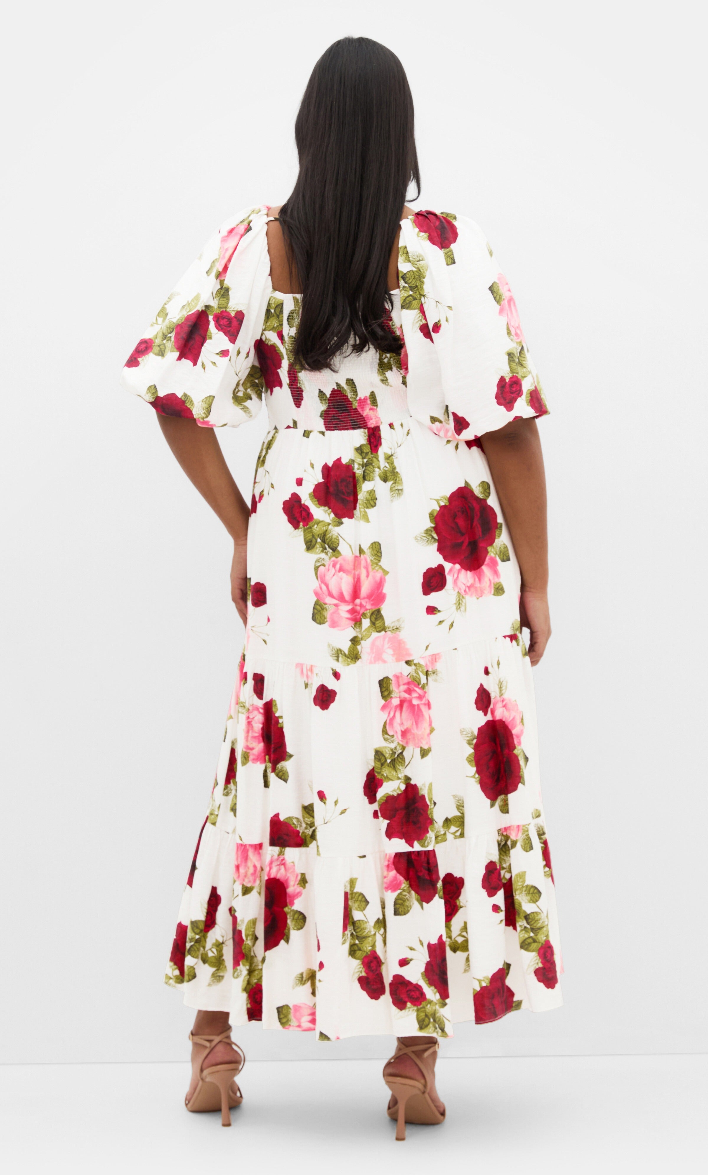 Women Red Printed Floral Maxi Dress