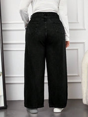 High-Waist Black Wide-Leg Denim Jeans