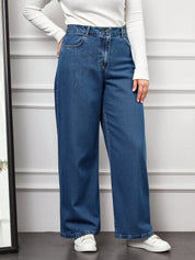 Women's Plus Size Classic Blue Straight-Leg Denim Jeans