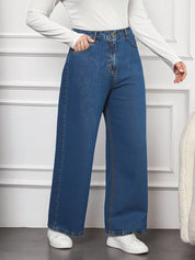 Women's Plus Size Classic Blue Straight-Leg Denim Jeans