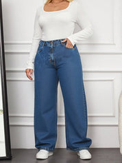 Women's Plus Size Classic Blue Straight-Leg Denim Jeans