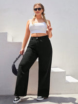 Women's Plus Size Black Wide-Leg Denim Jeans