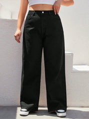 Women's Plus Size Black Wide-Leg Denim Jeans