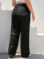 Women's Plus Size Black Wide-Leg Denim Jeans