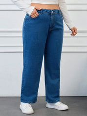 Women's Plus Size Classic Blue Straight-Leg Jeans