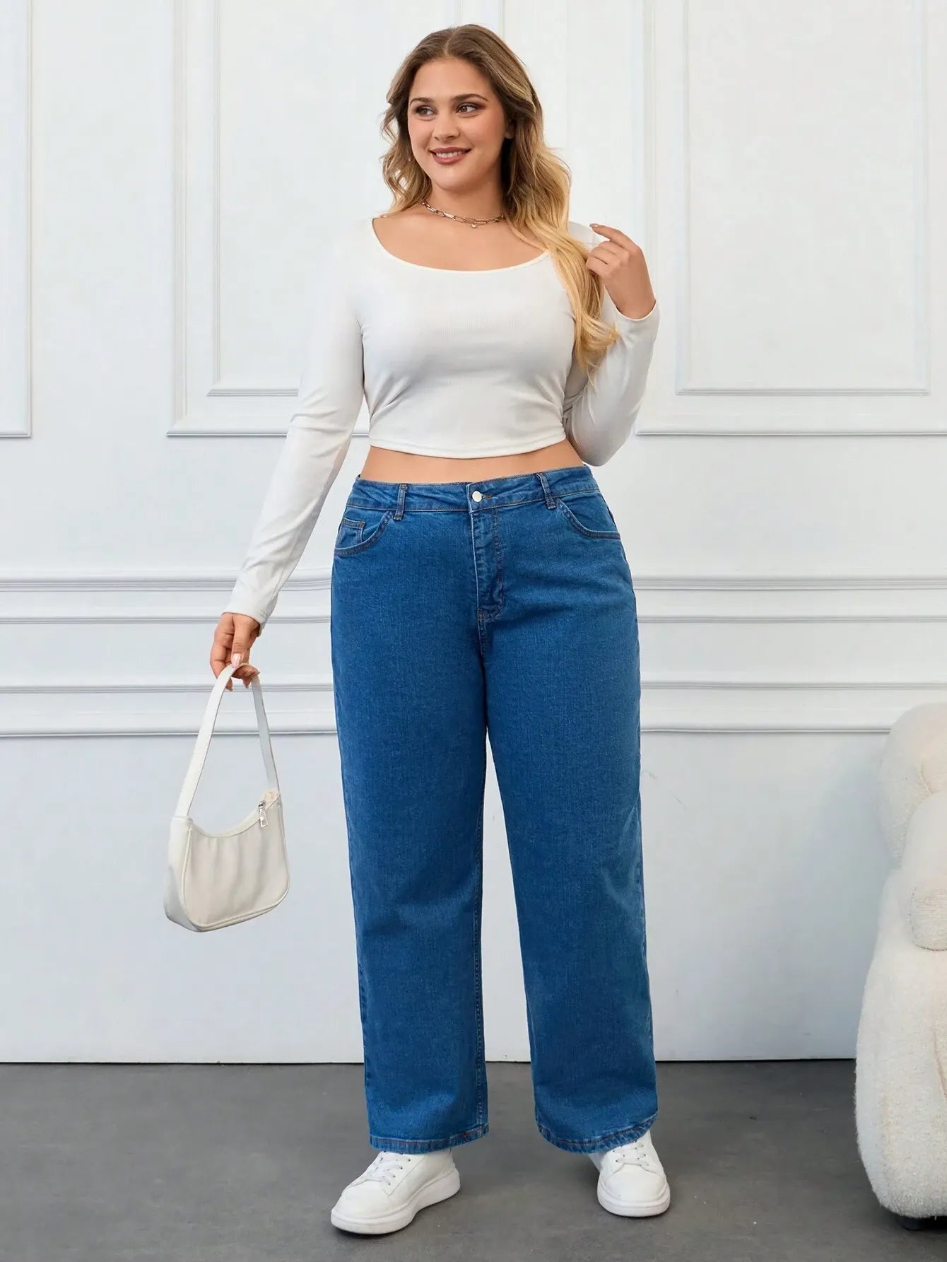 Women's Plus Size Classic Blue Straight-Leg Jeans
