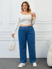 Women's Plus Size Classic Blue Straight-Leg Jeans