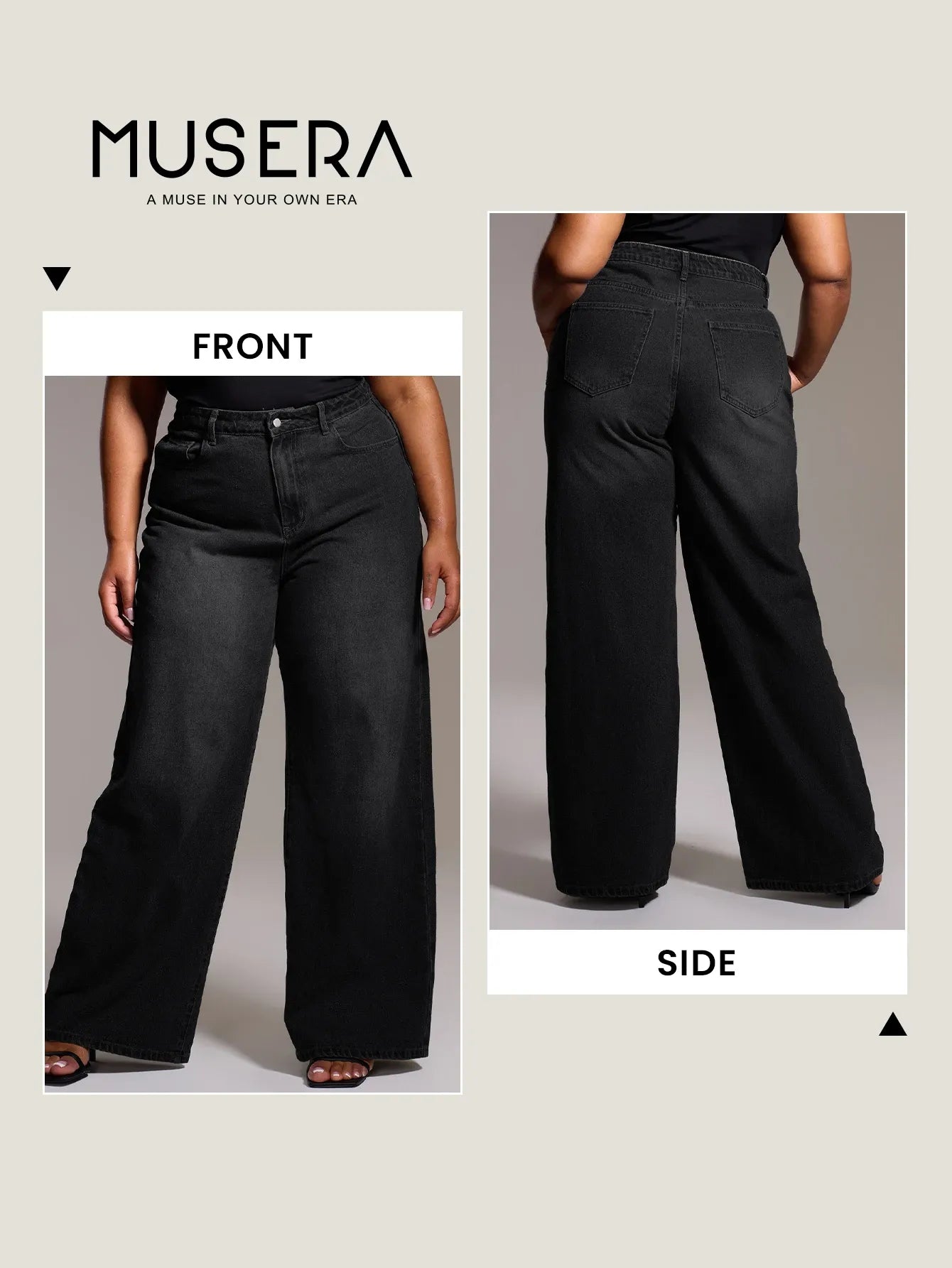 Women's Plus Size Wide-Leg Jeans in Washed Onyx