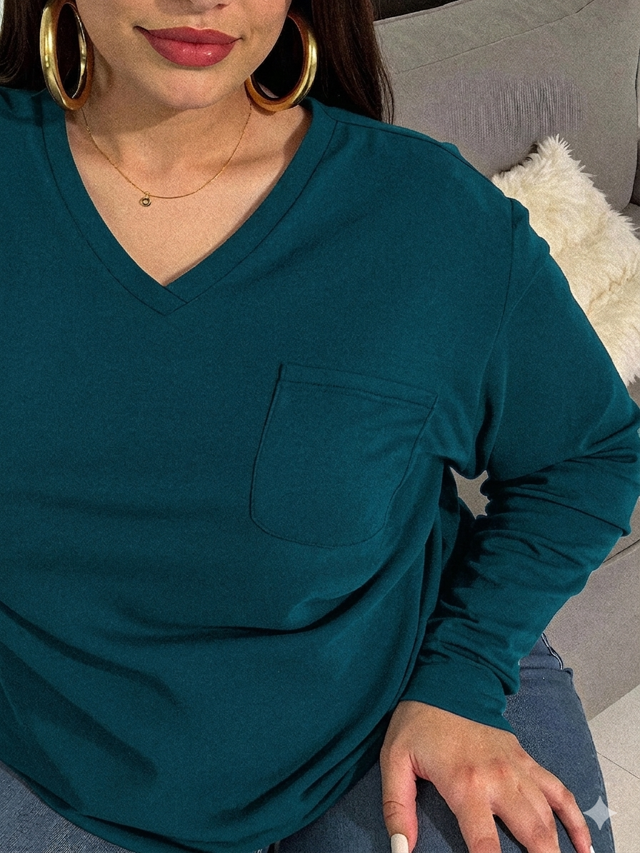 Women Regular Sleeves Solid Ocean blue Top
