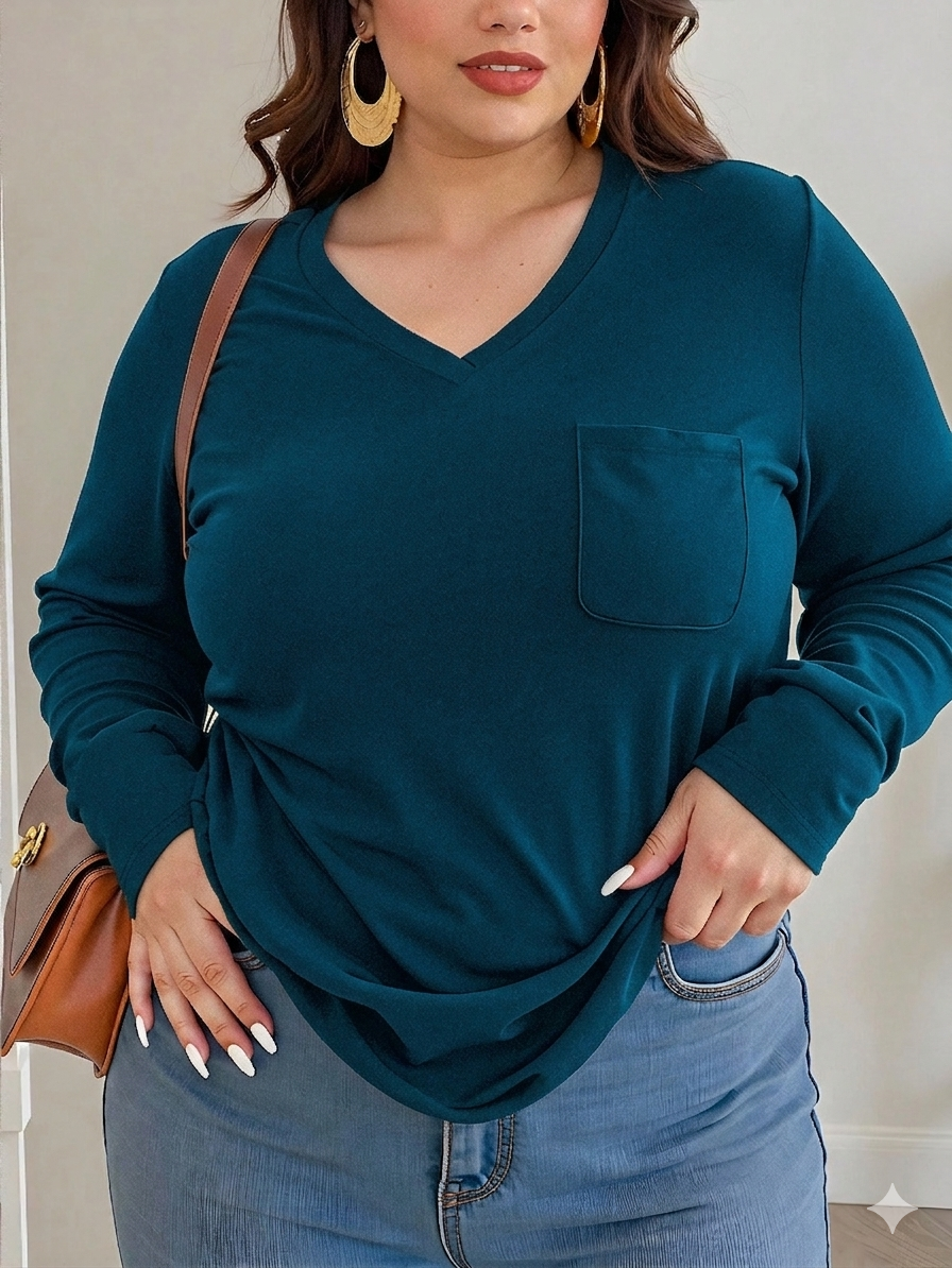 Women Regular Sleeves Solid Ocean blue Top