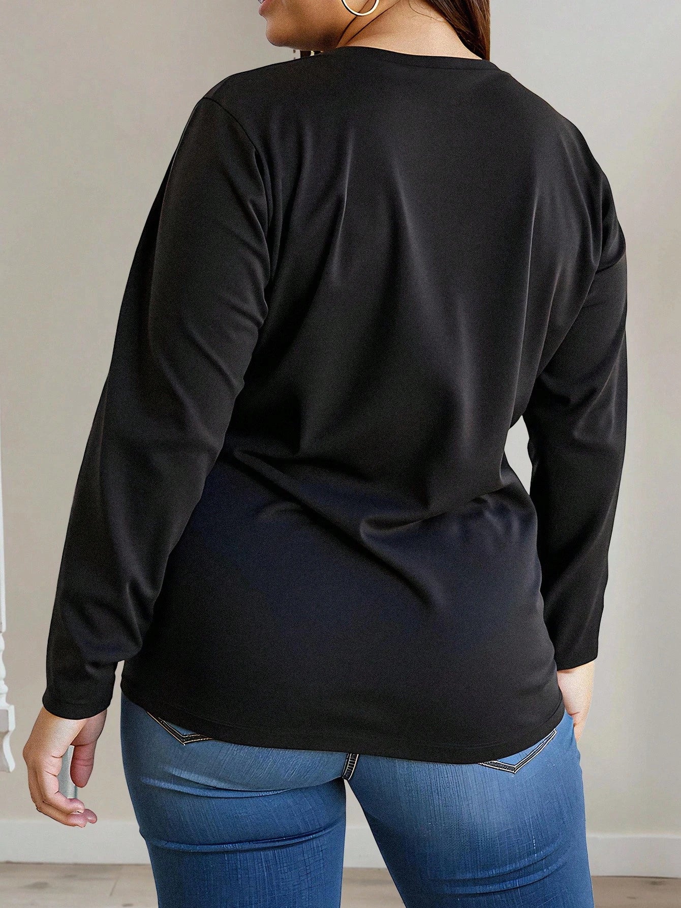Women Black Regular Sleeves Solid Top