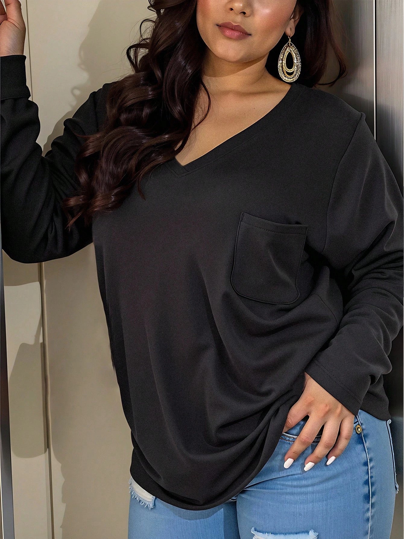 Women Black Regular Sleeves Solid Top
