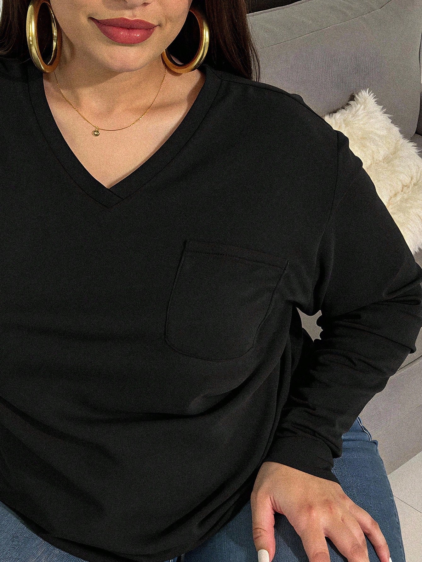 Women Black Regular Sleeves Solid Top