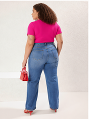 Rani Pink Cutout Plus Size Ribbed Top