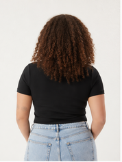 Black Ruched Plus Size Ribbed Top