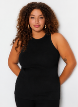 Black High Neck Plus Size Ribbed Tank