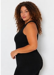 Black High Neck Plus Size Ribbed Tank