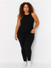 Black High Neck Plus Size Ribbed Tank