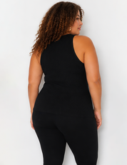 Black High Neck Plus Size Ribbed Tank