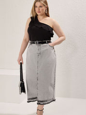 Plus Size Black One Shoulder Ruffle Party Top