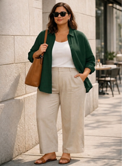 Green Linen Oversized Shirt