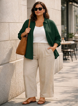 Green Linen Oversized Shirt