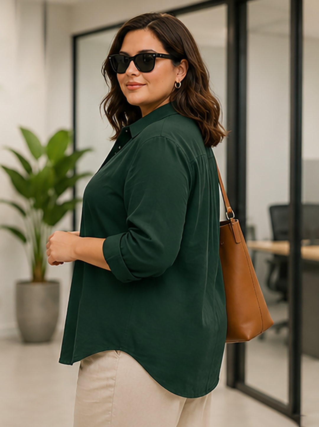 Green Linen Oversized Shirt