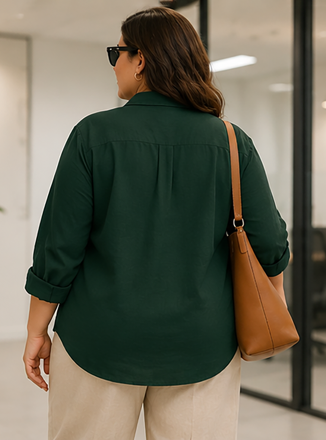 Green Linen Oversized Shirt
