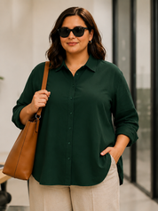 Green Linen Oversized Shirt