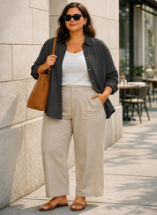 Grey Linen Oversized Shirt