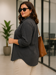 Grey Linen Oversized Shirt