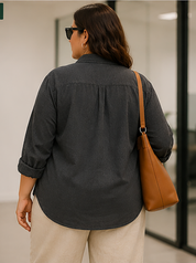 Grey Linen Oversized Shirt