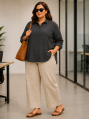 Grey Linen Oversized Shirt