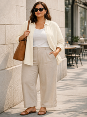 Beige Linen Oversized Shirt