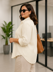 Beige Linen Oversized Shirt