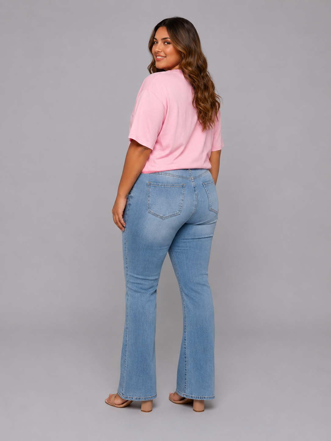 Women's Oversized Pink Crew Neck Casual Cotton T-Shirt