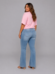 Women's Oversized Pink Crew Neck Casual Cotton T-Shirt