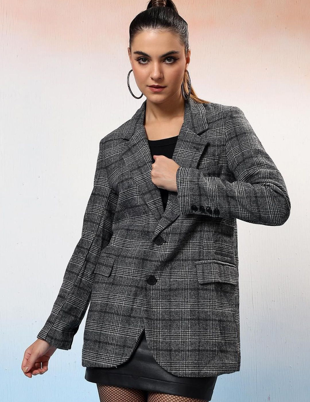  Kotty Checked Single-Breasted Coat