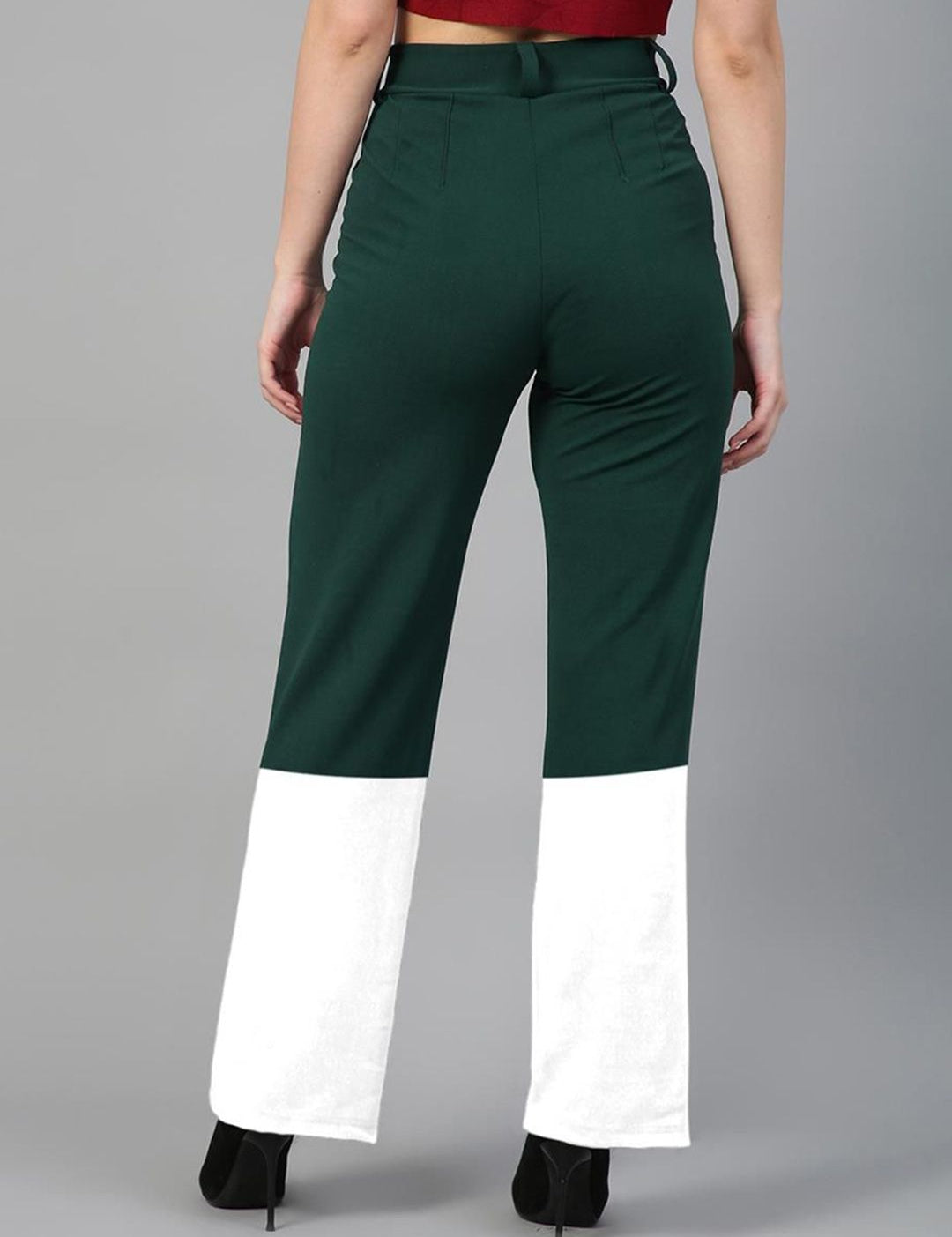 Kotty Women Colourblocked High-Rise Easy Wash Trousers