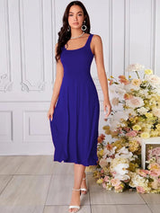Kotty women royal blue sleeveless midi dress